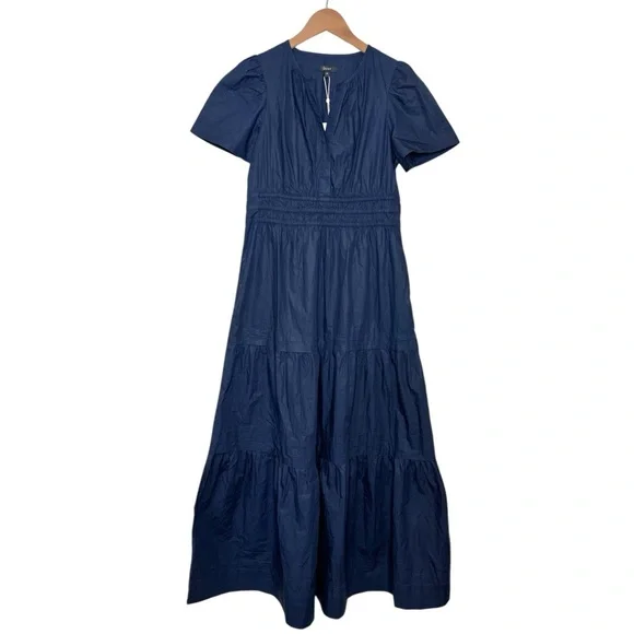 Quince | Dresses | Quince 0 Organic Cotton Poplin Tiered Maxi Dress Size  Small Navy Blue Nwt | Poshmark